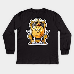 Crypto Royalty: The Reign of Bitcoin Kids Long Sleeve T-Shirt